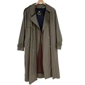 Vintage London Fog Mens Trench Coat Belted Overcoat Raincoat Removable Liner 40R